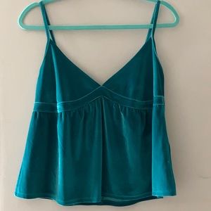 Hollister teal velvet baby doll top